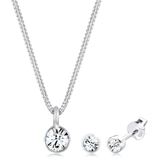 Elli Elli Schmuckset Kette Stecker Kristalle 925er Silber Schmuck-Set Damen