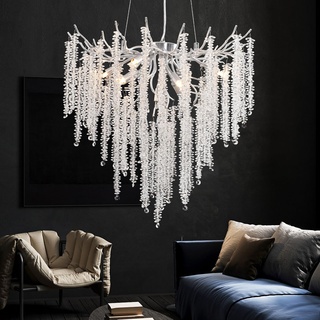 AHXIAOZN Modern Kronleuchter Kristall Leuchte,Luxus Kristall Pendelleuchte,Dimmbar Rund Kristall Hängeleuchte,für Esszimmer, Küche, Wohnzimmer, Schlafzimmer, Flur, Café,Bar(Silber,60cm)
