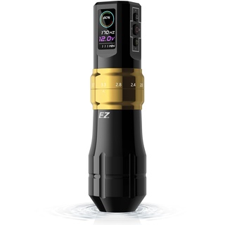 EZ P3 Pro Drahtlose Tattoo Maschine - 6 Anschläge 2.0, 2.4, 2.8, 3.3, 3.7, 4.2mm Bluetooth Tattoo Maschine mit OLED Digitalanzeige 1600mAh Akkuleistung (Rot Glänzend)