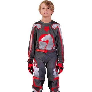 Fox Racing Jungen Jugend 180 Atlas Motocross Trikot, Grau/Rot, M