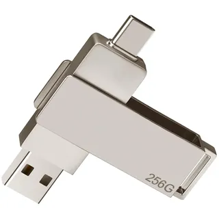 USB Stick 256GB, Dual USB C Stick 3.2 + Type C Speicherstick für Handy bis 200MB/s, Metallgehäuse Wasserdicht mit 360° Drehung, Mini USB Stick USB C kompatibel mit iPhone MacBook Windows iPad