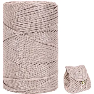 Polyester Garn 3mm X 225m,Makramee Garn 3mm,Makramee Band,Polypropylene Yarn,Geflochten Makramee Schnur Farbig,garn Zum Häkeln Für Stricken,Dekoration DIY Handwerk (Flachs)