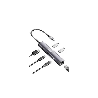 Anker PowerExpand 6-in-1 Ethernet Adapter, PD USB C Hub, 65 PD, 4K HDMI, 1Gbps Ethernet, Daten, 2 USB 3.0 Datenports, kompatibel mit MacBook Pro, MacBook Air, iPad Pro, XPS