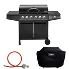 TAINO BASIC 6+1 Brenner Gasgrill Abdeckung Set Regler BBQ Grill Zubehör schwarz