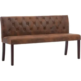 vidaXL Sitzbank mit Rückenlehne Retro-Stil Polsterbank Flurbank Bank Wartebank Wohnzimmer Flur 148,5cm Braun Wildleder-Optik Gummibeine