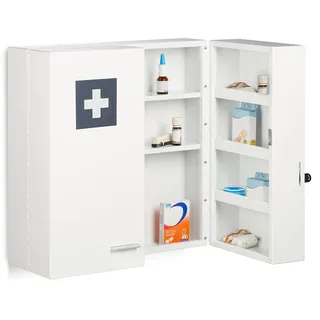 Relaxdays Medizinschrank, Stahl, HBT: 53 x 53 x 21,5 cm, weiß
