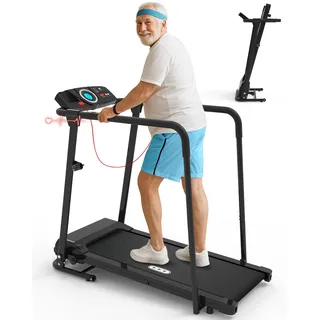 CIIHI Laufband für Senioren – Laufband für Zuhause Klappbar mit 136 kg Traglast, Langen Handläufen – Wiederherstellung & Fitness | mit Herzfrequenzmessung