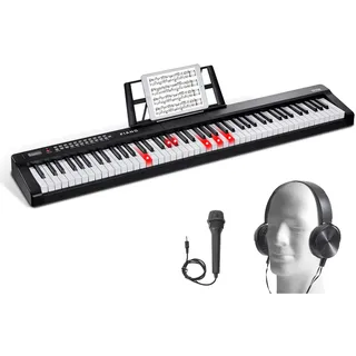 Vevor Digitales Klavier mit 88 Tasten, halbgewichtete Tasten, tragbares elektrisches Keyboard-Piano-Set in voller Größe mit 1000 Tönen, integrierten Lautsprechern, Sustain-Pedal, Kopfhörern
