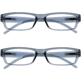 OPULIZE Die Lesebrille Unternehmen Grau Leicht Komfortables Leser Wert 2er-Pack Herren Frauen RR32-7 +2,00
