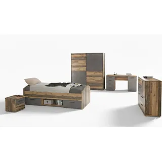 Forte Jugendzimmer WINNIE 5-tlg. Komplettset, Optik: Old Wood Vintage, Forte