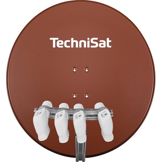 TechniSat SKYTENNE - 85 cm Sat-Anlage zum Empfang von vier Satellitenpositionen (ohne Drehmotor, 4 Quattro-LNB, für den Aufbau einer Mehrteilnehmeranlage, Multischalter zusätzlich erforderlich) rot