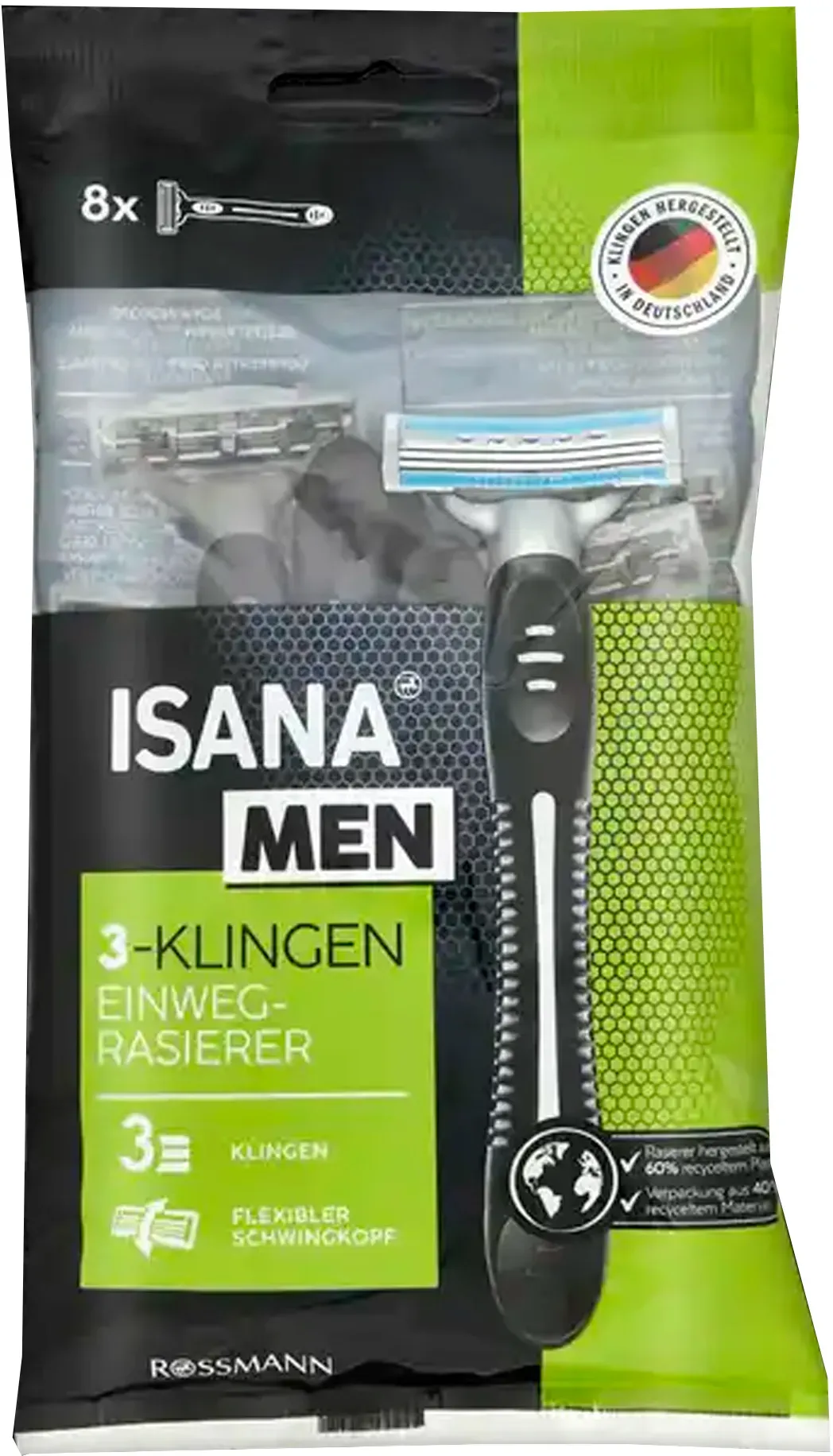 Isana Men Einwegrasierer 3-Klingen 8 Stück 8er Set