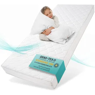 Sun Garden Kindermatratze 80x160 cm H3, Oeko Tex 100 Zertifiziert, Matratze für Kinderbett, Bezug waschbar, Optimale Matratze für Kinder, Bezug mit Klimafaser-Versteppung, Modell P1440 ComfortPur