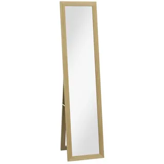 Homcom Standspiegel, Ganzkörperspiegel mit Ständer, freistehender Wandspiegel, Ankleidespiegel, Garderobenspiegel für Schlafzimmer, Flur, Alu, Eiche, 37 x 157 cm