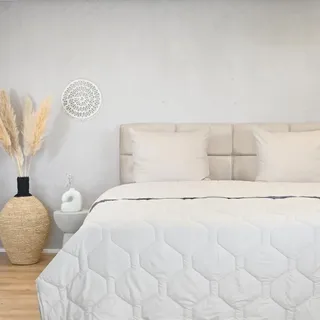 HappyBed - 200x200 cm - Waschbare Bettdecke ohne Bezug - Bedruckte Bettdecke - Bettwäsche - Taupe