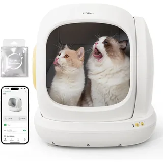UBPET Katzentoilette Selbstreinigende Katzentoilette, Automatische Elektrisches Katzenklo, Patentiertes integriertes Abfall- und Behälterdesign, App-Kontrolle