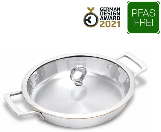 Olavson Kupferkern Pfanne - 26 cm - unbeschichtet - 2 Griffe - Servierer