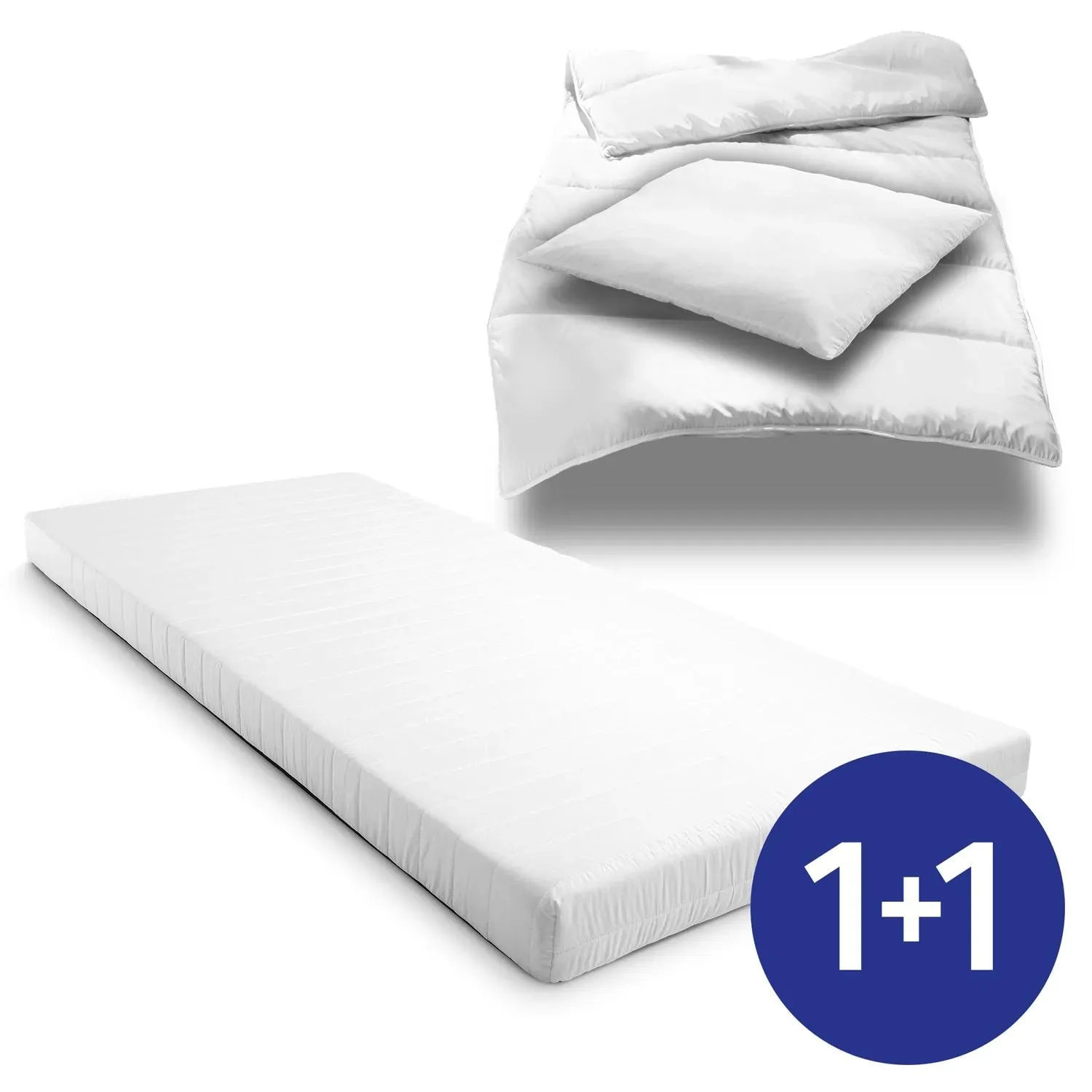 Komfortschaummatratze K10 90 x 200 cm, Höhe 10 cm, Härtegrad H3 + CloudComfort Basic Mikrofaser Bettset 135 x 200 cm + 80 x 80 cm