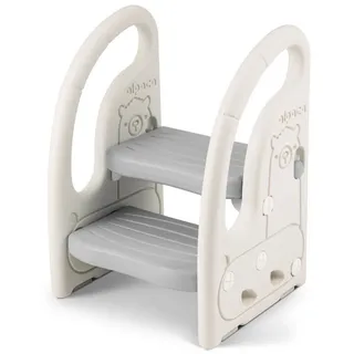 Onasti Tritthocker Tritthocker Kinder, Höhenverstellbar Tritt-Schemel Kinderschemel Baby grau