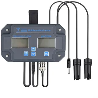 Wasserqualitätsmessgerät Hochpräzise, WLAN 6 in 1 PH EC Temp Meter Wasserqualitätstester, PH Messgerät Pool Tester, Wasserqualitätsprüfer Arbeit für Tuya APP für Trinkwasser, Aquarium, Hydroponik(UK)