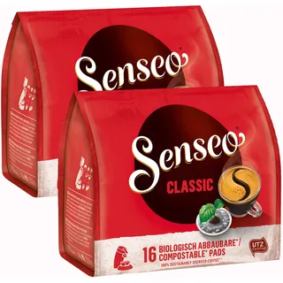 Senseo Kaffeepads Klassisch / Classic, neues Design, Intensiver & Vollmundiger Geschmack, Kaffee, 2er Pack, 2 x 16 Pads