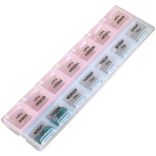 Pillendose mit 14/21/28 Fächern, Tablettendose Medikamentenbox Pillenbox , Medikamentenbox Tablettenbox Tabletten Wochenbox Case Organizer Pill Box Medizin Halter für Tägliche Reise (2 Reihen)