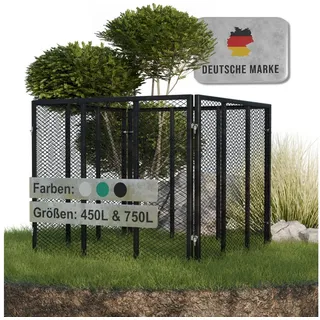 Heimfleiss Heimfleiss® Komposter Garten 80x80x70 cm | 450L Komposter Metall verzinkt & pulverbeschichtet | Metallkomposter für Rasenschnitt & Biomüll | Gartenkomposter mit Stecksystem Kompost Behälter Schwarz