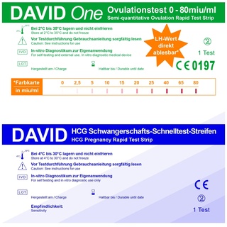 David One Ovulationstest 0-80 miu/ml + SSW Streifen 10miu/ml 20 St