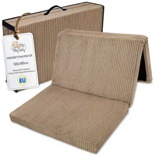 Totsy Baby Klappmatratze Faltbare Reisebett Baby Matratze 60x120 cm - Faltmatratze für Kinder Gästematratze klappbar Babymatratze Bodenmatratze Schlafmatratze und Reisematratze Braun