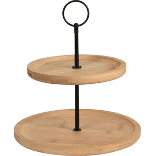 Excellent Houseware Etagere mit 2 Ebenen, Ø 21,5 cm, Bambus