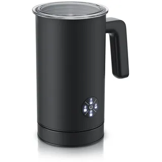 Arendo Milchaufschäumer elektrisch, 4 Programme, Doppelwandgehäuse, Antihaftbeschichtung, 500 W, Heiß & Kaltaufschäumen (150 & 300 ml), für Cappucino / Latte Macciato schwarz