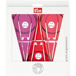 Prym Rundstricknadel Set prym.ergonomics, 3,0-4,0mm, Kunststoff, multicolor, alabasterweiß, 3-4 mm / 80 cm