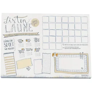 Eine der Guten Schreibtischunterlage A3 aus Papier zum Abreißen, Listenlaune Schreibunterlage mit To-Do-Listen & Wochenplaner, Beige Blau, 30 x 42 cm, 25 Blatt Recyclingpapier Abreißblock