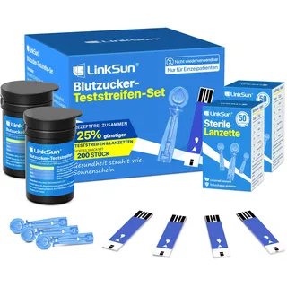 100 Blutzuckerteststreifen & 100 Lanzetten-Set, kompatibel mit G-425-3, G-425-2V, G-425-1 Glukosemessgerät, präzise Diabetes-Testzubehör, diabetische Blutteststreifen (ohne Messgerät)