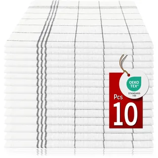 Pataya Geschirrtücher Baumwolle 10er Set -%100 Coton Oeko-TEX Zertifiziert Extrem saugstark Trockentücher Küchenhandtücher Küchentücher Geschirrhandtücher Waschbar bis 90°C - Schwarz