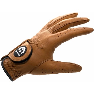 BEAVER GOLF Herren Golf Handschuh braun - Premium Cabretta-Leder - maximale Qualität - nachhaltig - Handarbeit (S, Links (Rechtshänder))