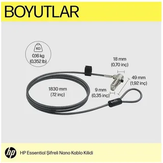 HP Laptop Schloss 18 mm Essential Nano Combo Cab Lk