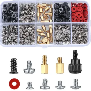 380 Stk PC Schrauben Set, SSD Schraubenset, PC Motherboard Computerschrauben Abstandshalter Kit, Schrauben #6-32 Stecker auf M3-Buchse für Festplattenlüfter, Gehäuse, SSD, CD-ROM, Computer