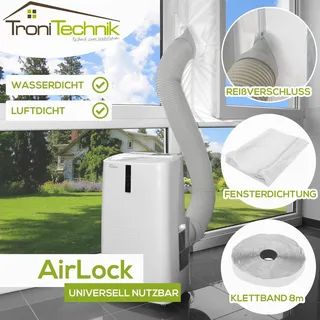 Tronitechnik TroniTechnik® Universal AirLock Fensterabdichtung für mobile Klimageräte und Ablufttrockner Hot Air Stop 4m