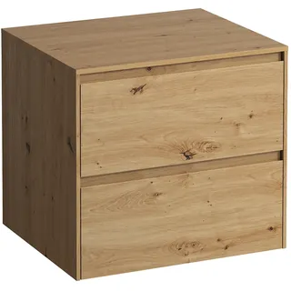 Waschtischunterbau+Waschtischplatte (Schubladenelement) LANI 493x585x527 ohne Ausschnitt Abdeckplatte 12 mm, mit 2 Schubladen integrierter Griffleiste Vollauszug und Soft-Close weiß matt