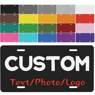 Benutzerdefiniertes Nummernschild, personalisierter, verdickter Autoanhänger mit Text, Bild, Foto, Logo, Name – individuelle Autoanhänger aus Metall und Aluminium, 6" x 12"