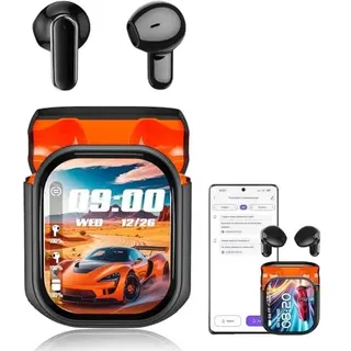 AAFGVC HTC Übersetzer Kopfhörer unterstützt 156 Sprachen,Echtzeit KI Übersetzungskopfhörer mit Farb-Touchscreen Ladeetui, Hi-Fi Bluetooth Headset für Reisen Business und Sprachlernen (Schwarz)