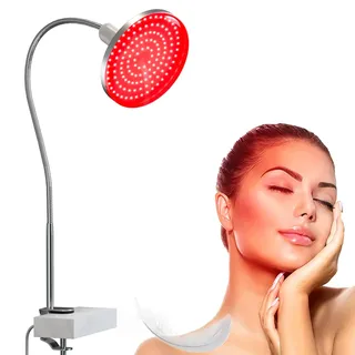 Profey Rotlichtlampe, Rotlichtlampe 660nm, Rotlichtlampe für Gesicht Einstellbarer Winkel mit Klemme, 120 LEDs Rotlicht für Gesicht, Muskel, Rücken,Lampe ohne Heizfunktion