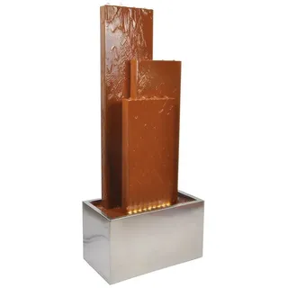 Köhko Springbrunnen Chile Höhe 104 cm mit LED-Beleuchtung und 3 Wasserwänden aus Cortenstahl und Edelstahl Gartenbrunnen Zimmerbrunnen 32002