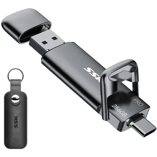 SSK Externe USB C SSD 256GB Externe Festplatte,mit bis zu 1000MB/s, Schneller USBStick,Dual USBC+USBA USB 3.2 Gen2 Speicherstick für iPhone 15/PS4/Android Phone/Tablet/Windows/Mac