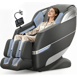 YONISEE 4D SL-Track Massagesessel, Massagesessel Ganzkörpermassage, Massagestuhl Bein und Taillenheizung, Body Scan, Airbags, Fußrollenmassage, AI Sprachsteuerung und Bluetooth Lautsprecher