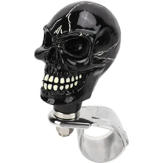 Keenso Lenkradknauf, Suicide-Knauf, Schädelform, 3cm Durchmesser, Kunstharzgriff for Autos, Lastwagen, Boote, Schwarz Interieur und Exterieur von Kraftfahrzeugen