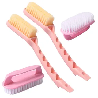 4 Stück Scheuerbürste Set, Putzbürste, Schuhbürste Schuhreinigungsbürste Schuhbürste außen Schuhbürste innen Bürste mit langem Griff Griffbürste