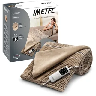 Imetec 16936 Plaid Beheizbar Caldoplaid Adapto Elegance, Heizdecke, Wärmedecke, 180x140 cm, weicher Stoff, Energieeinsparung, Adapto-Technologie, schnelles Aufheizen, 6 Temperaturen, waschbar