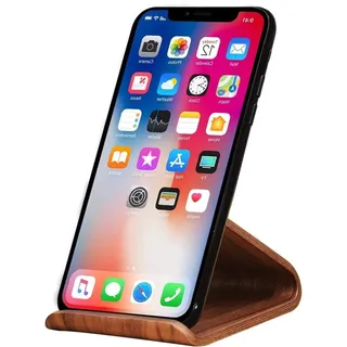 SAMDI Holz Handy Ständer, Smartphone Holz Dock für iPhone 7 8 X Plus, Samsung Galaxy S5 S7 S6, Android – (Schwarz Walnuss)